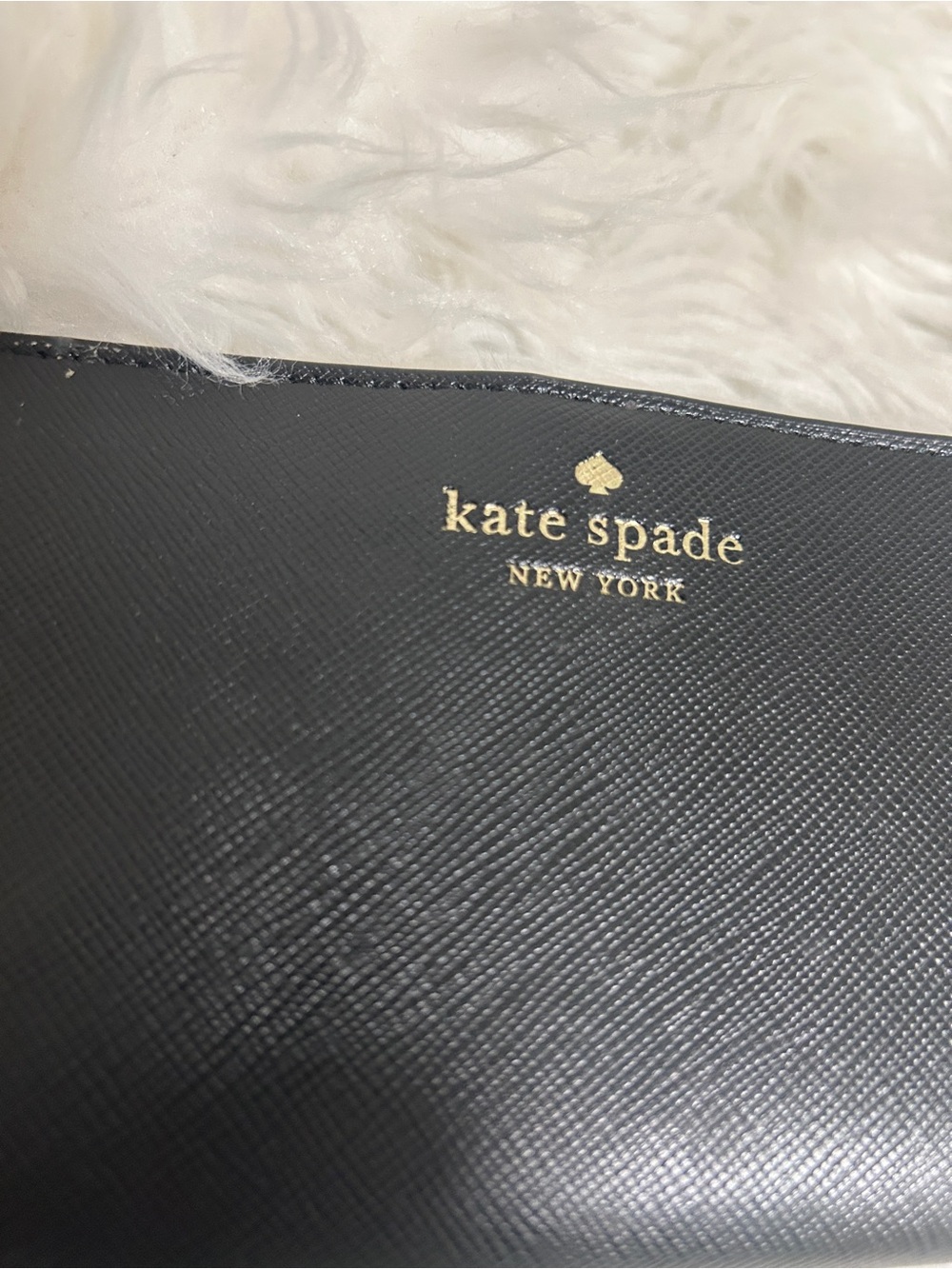 kate spade black saffiano zip-around continental wallet with gold logo 7”x3.5” - Picture 5 of 5